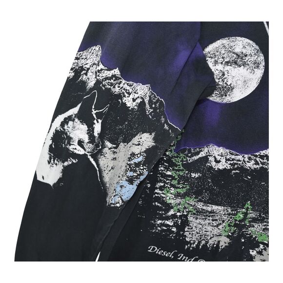 Diesel Black Chrome Wolf Eagle Long Sleeve Tee XL Distressed Fade Grunge Y2K - Picture 11 of 13